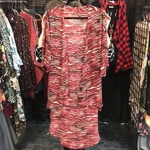 Maroon and cream zebra sheer kimono